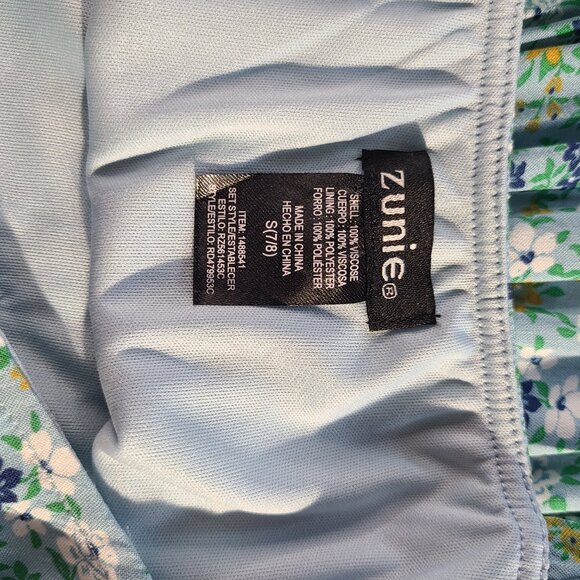 Zunie Blue Floral Sleeveless Sun Dress, Size S (7/8) - C001 - Picture 4 of 10